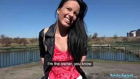 Quick money - beautiful woman with black hair has sex in a public place