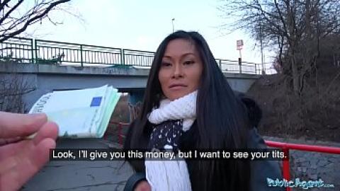 Quick money - mature Asian girl has sex for money with an agent