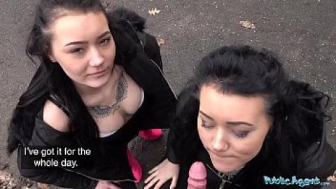 Quick money - a man approaches two young Czech twin sisters on the street